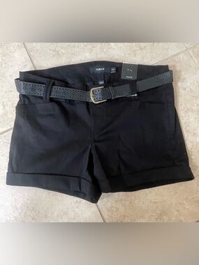 torrid Black Cuffed High-Rise Women’s Jean Shorts with Decorative Belt